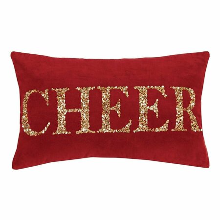 PUESTA EN ESCENA 12 x 20 in. Cheer Beaded Pillow, Red PU3686188